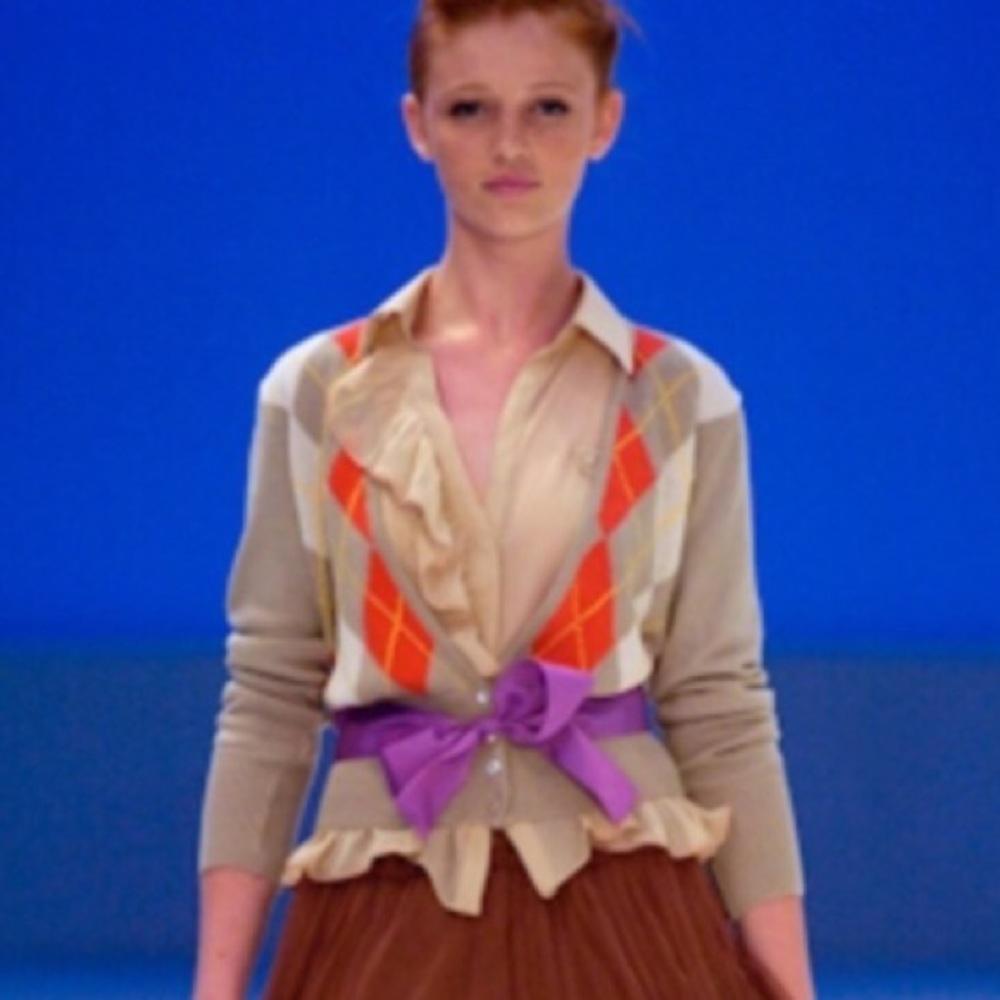 Tan Orange argyle cardigan